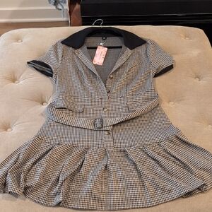 SHEIN Black and White Houndstooth Dress